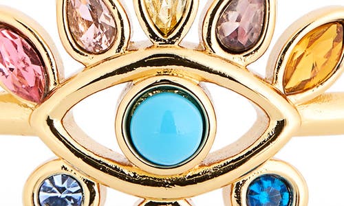 Kurt Geiger London Rainbow Crystal Evil Eye Cuff Bracelet In Gold