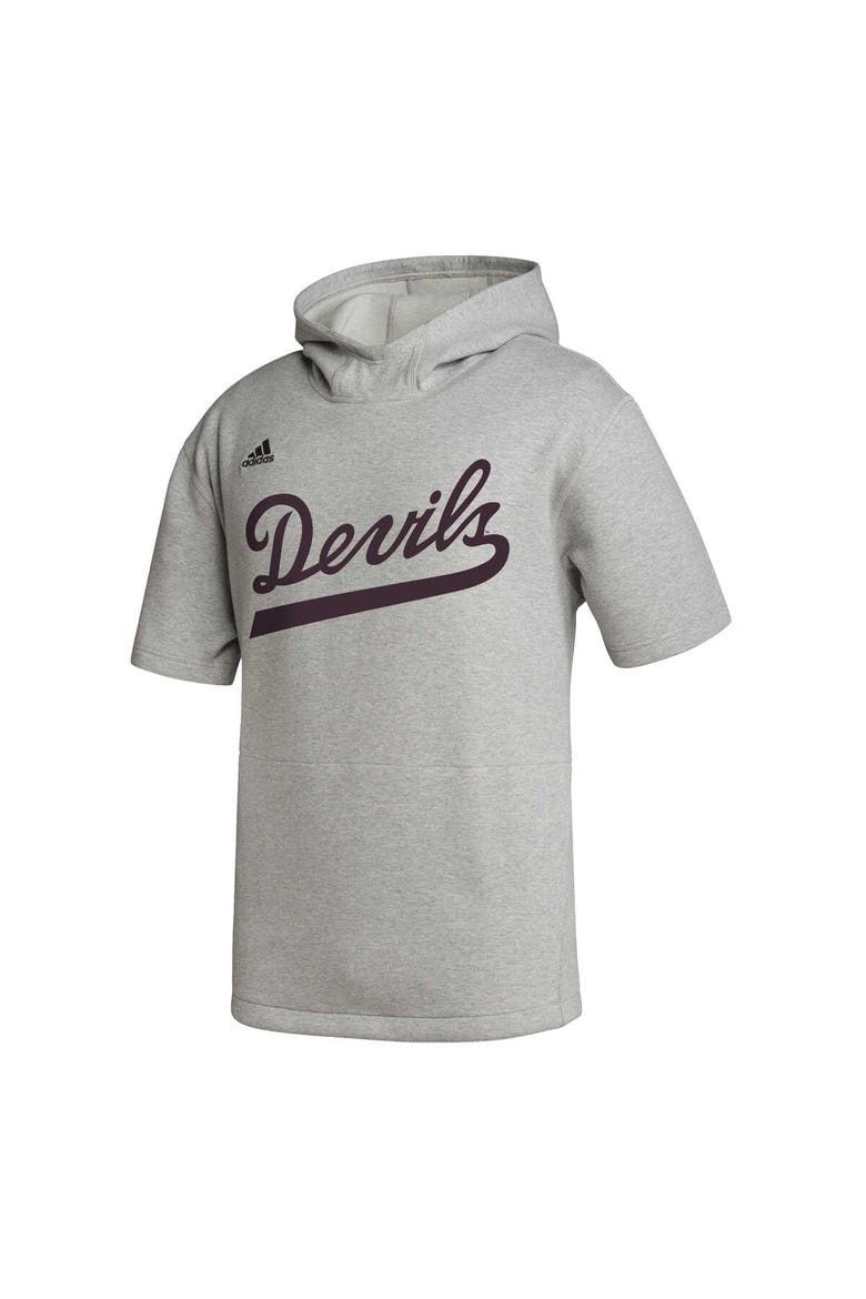 Men's adidas Heather Gray Arizona State Sun Devils Modern Classics Baseball Icon Tri-Blend Short Sleeve Pullover Hoodie, Alternate, color, Heather Gray