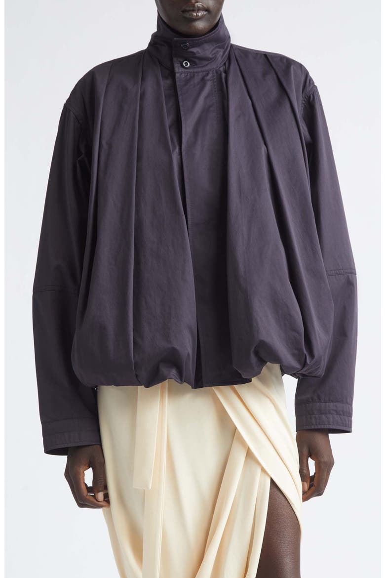 Soft Pleated Cotton Sateen Blouson Jacket, Main, color, INK BLUE