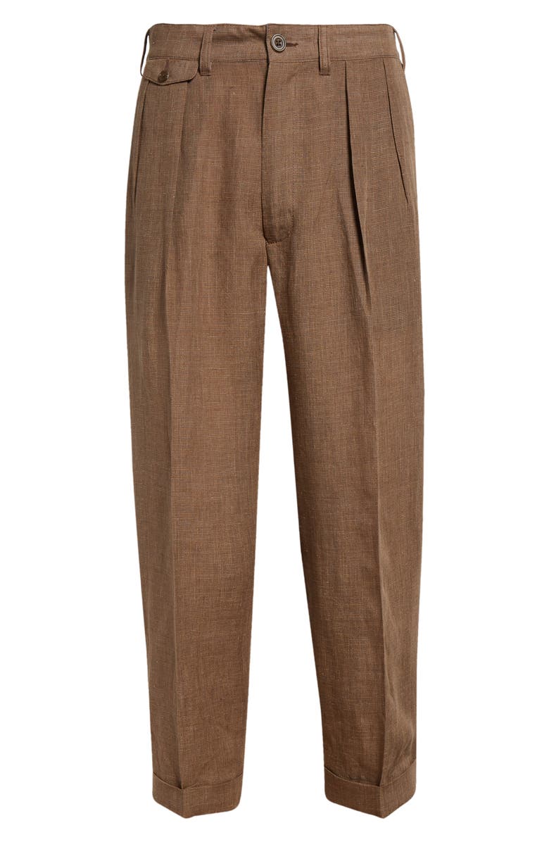 BEAMS Pleated Tapered Leg Linen Blend Pants, Alternate, color, 