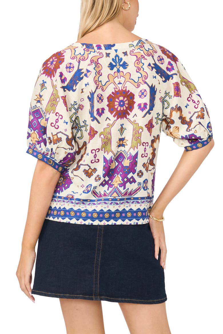 Printed Puff Sleeve Top, Alternate, color, NEW IVORY