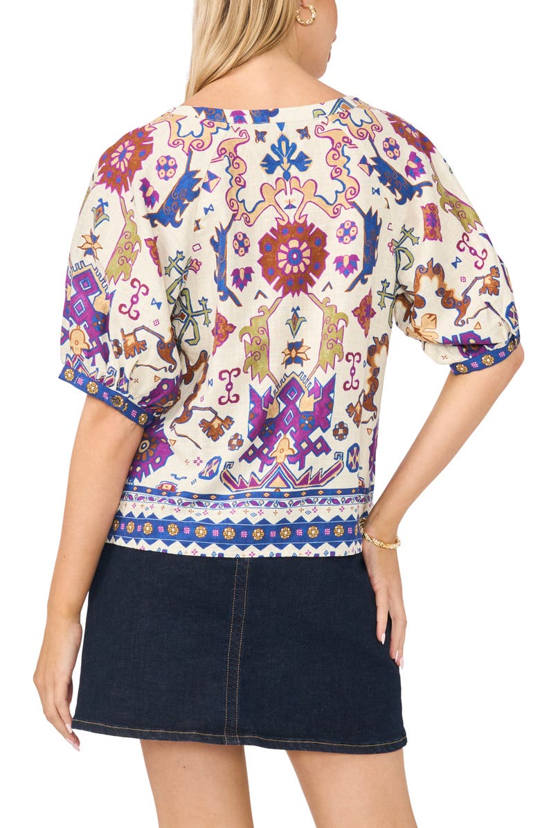 Vince Camuto Printed Puff Sleeve Top, Alternate, color, New Ivory
