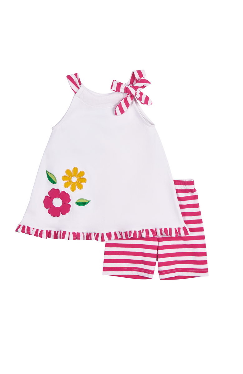 Florence Eiseman Stripe Knit Short Set With Flowers, Main, color, 