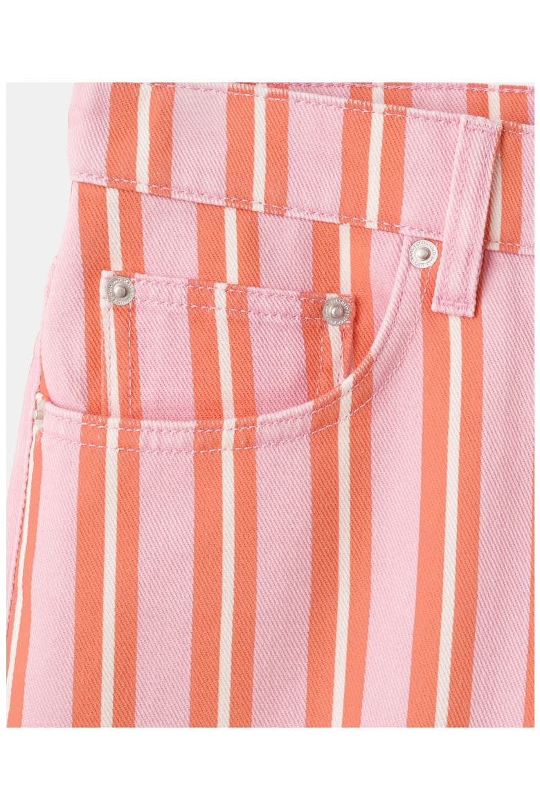 Raw Hem Stripe Denim Bermuda Shorts, Alternate, color, ORANGE