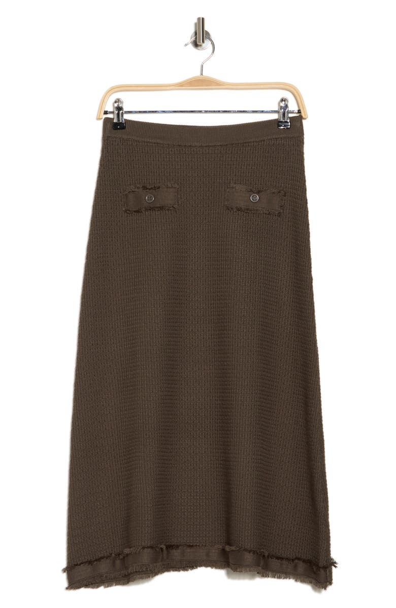 Adrianna Papell Fray Hem Midi Sweater Skirt, Alternate, color, Fatigue