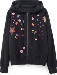 Billy T Sketchbook Embroidered Zip-Up Graphic Hoodie