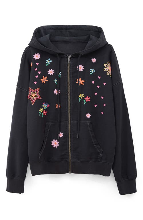 Billy T Sketchbook Embroidered Zip-up Graphic Hoodie In Black