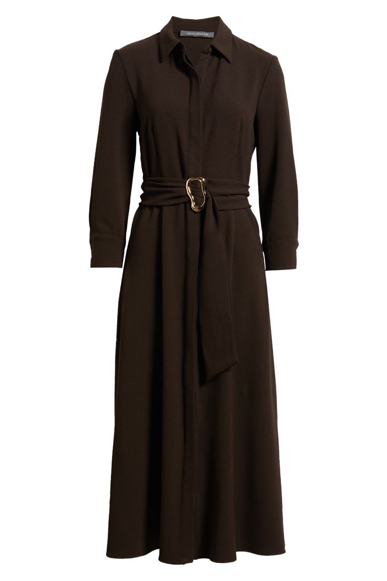 Belted Midi Shirtdress, Alternate, color, BROWN