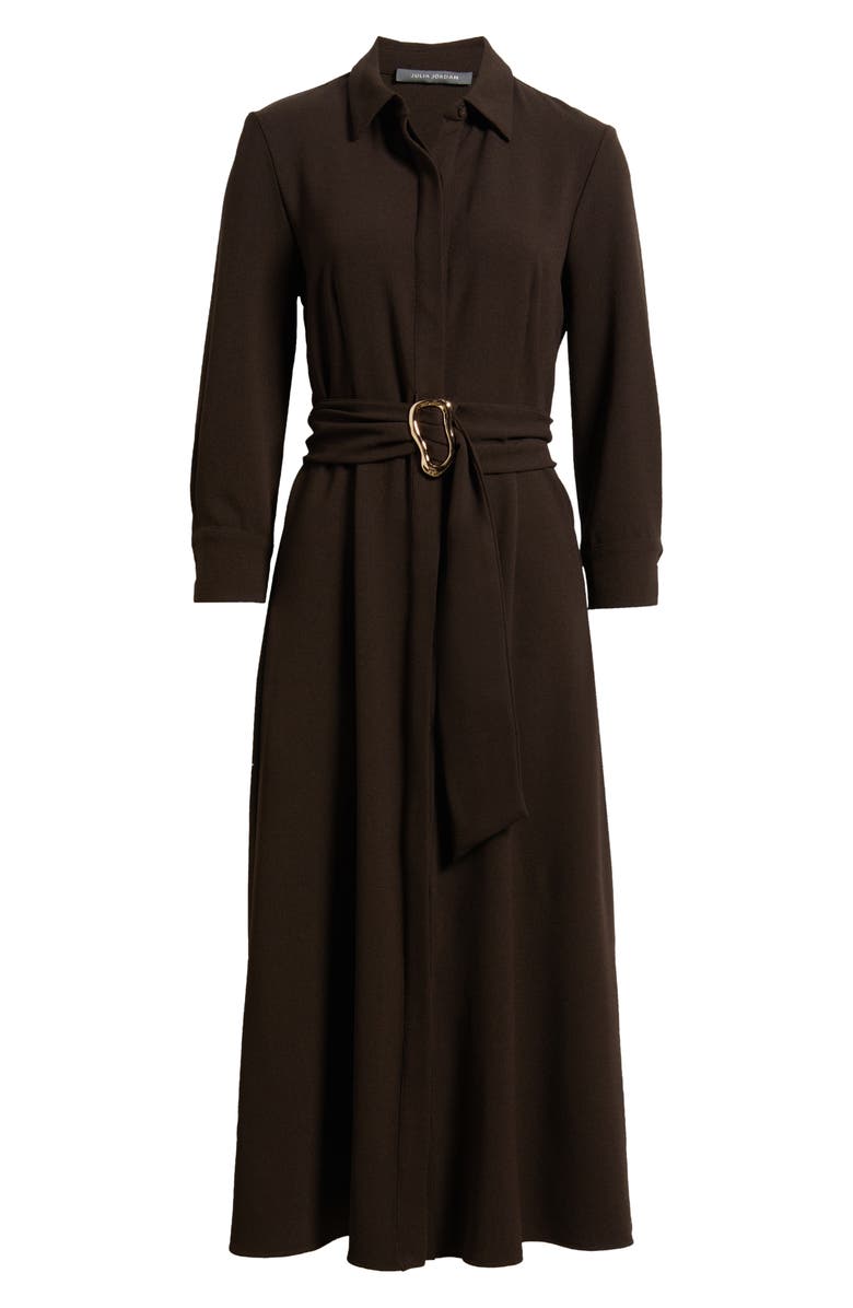 Julia Jordan Belted Midi Shirtdress, Alternate, color, Brown