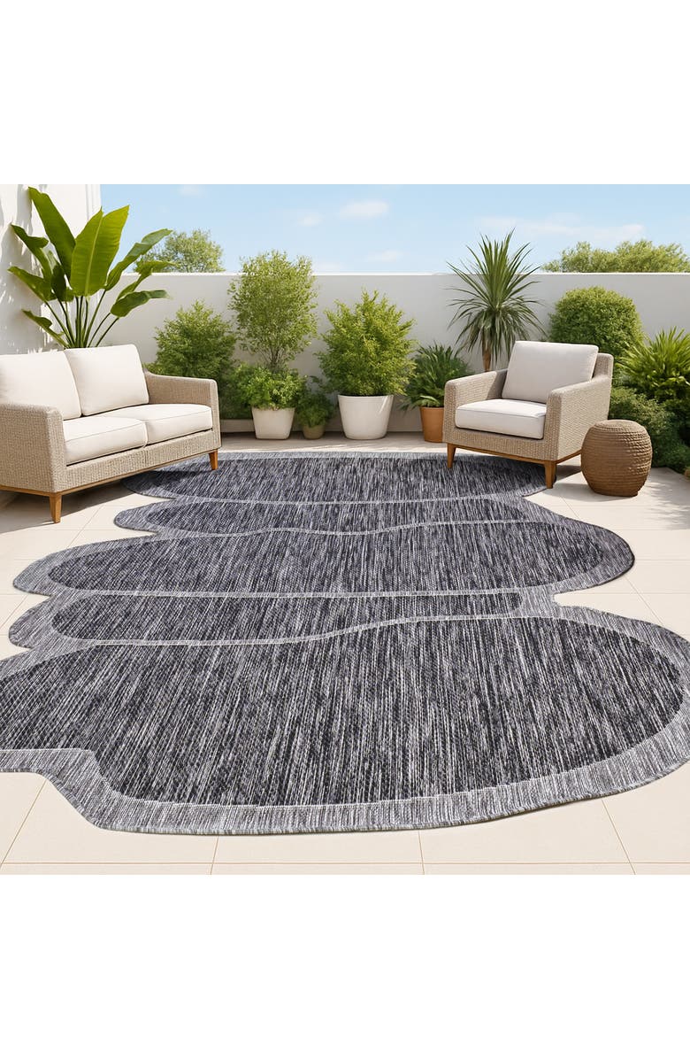 JONATHAN Y Jasper Modern Rustic Abstract Indoor/Outdoor Shaped Area Rug, Alternate, color, Dark Gray/Gray