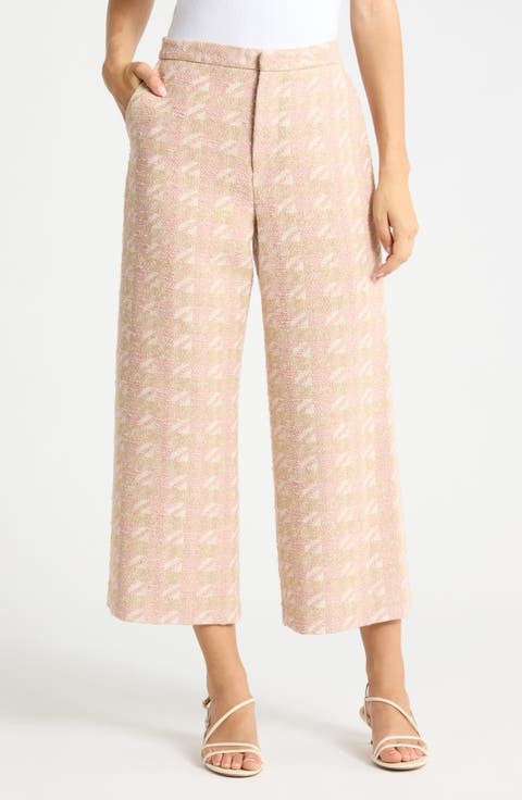 Lula Houndstooth Crop Straight Leg Trousers
