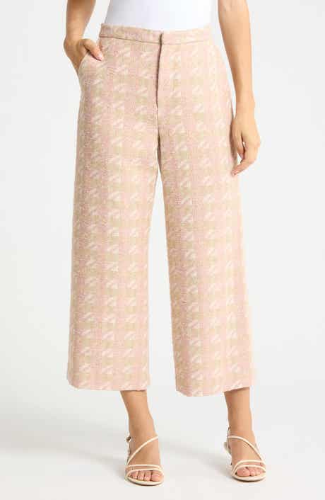 Lula Houndstooth Crop Straight Leg Trousers