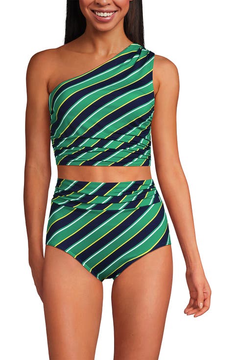 Ruched One Shoulder Midkini Swimsuit Top