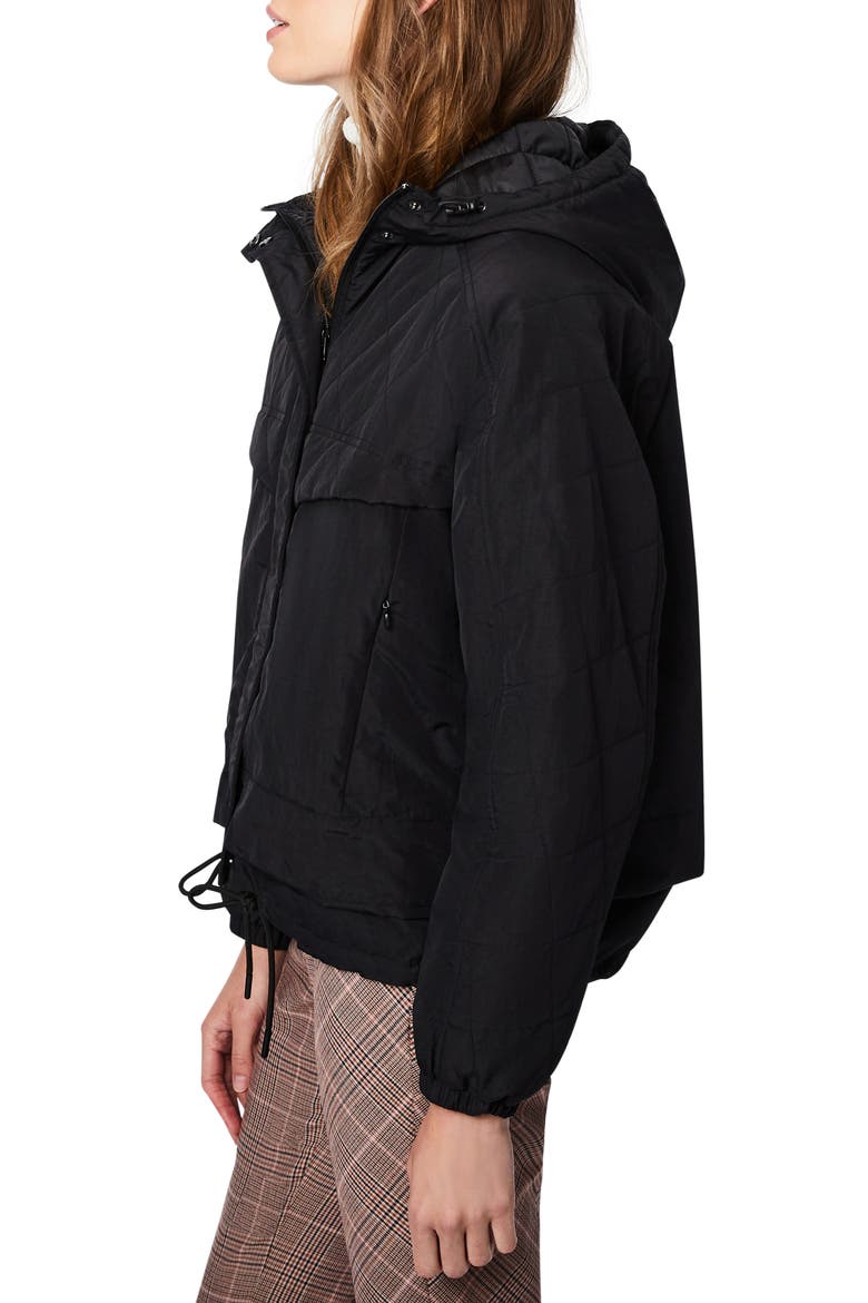 Water Repellent Hooded Rain Jacket, Alternate, color, BLACK