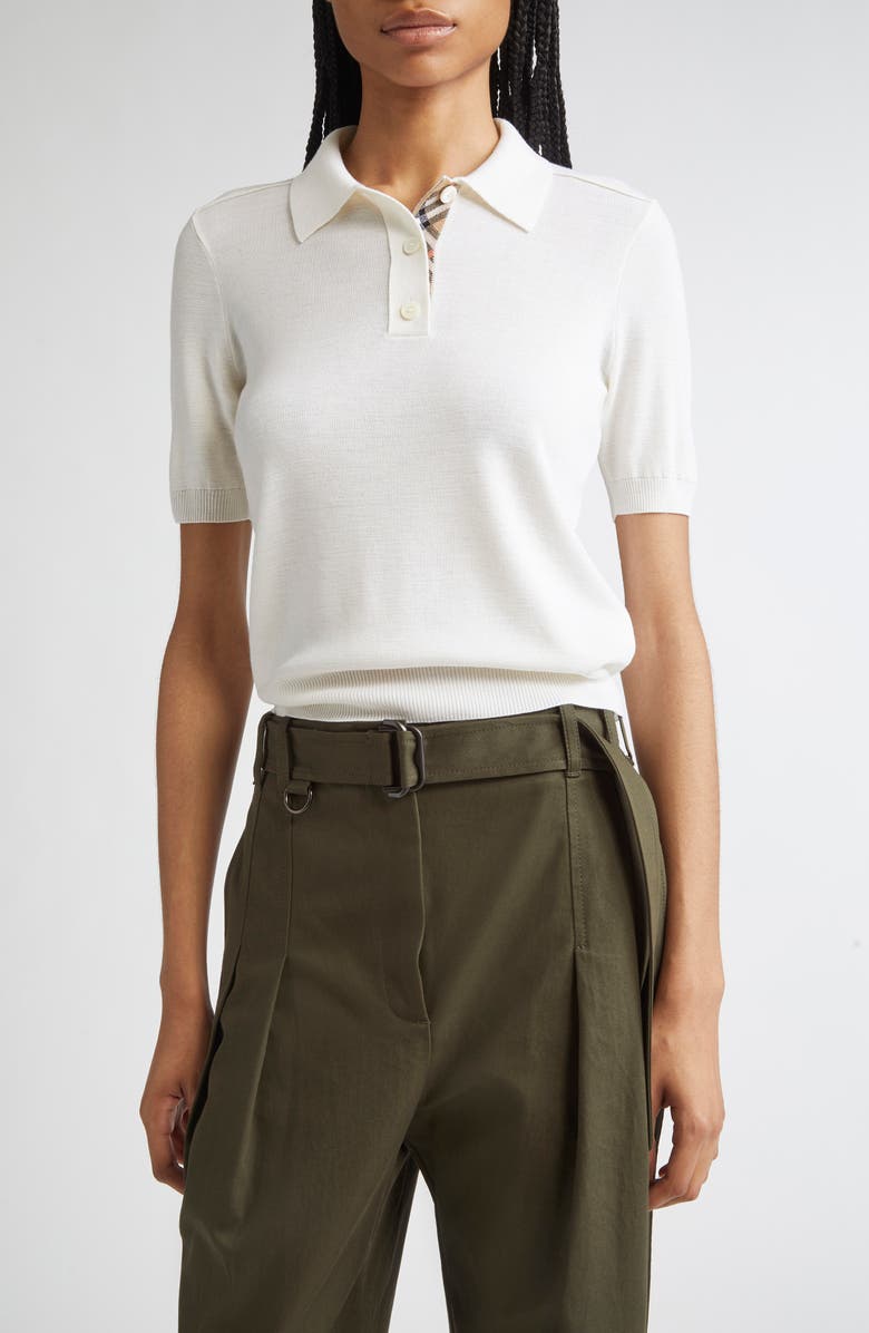 Burberry Wool Polo, Main, color, Chalk