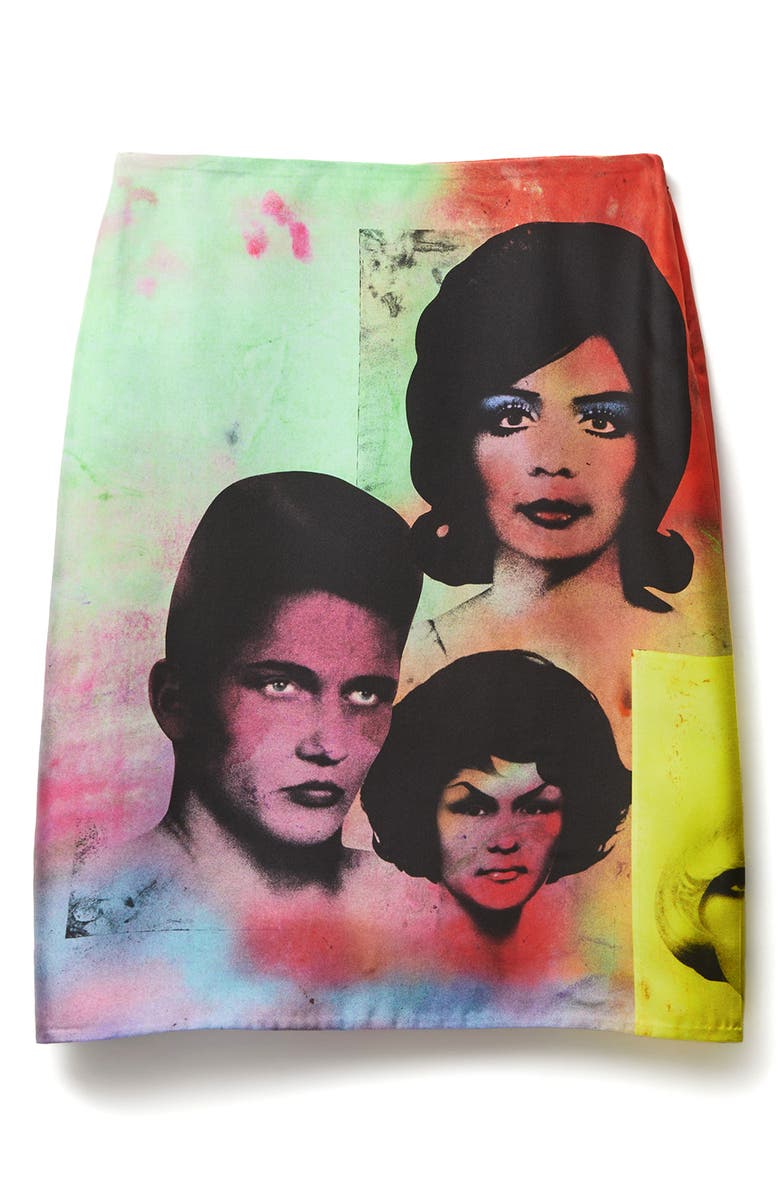 Versace Print Silk Twill Pencil Skirt, Alternate, color, Multicolor