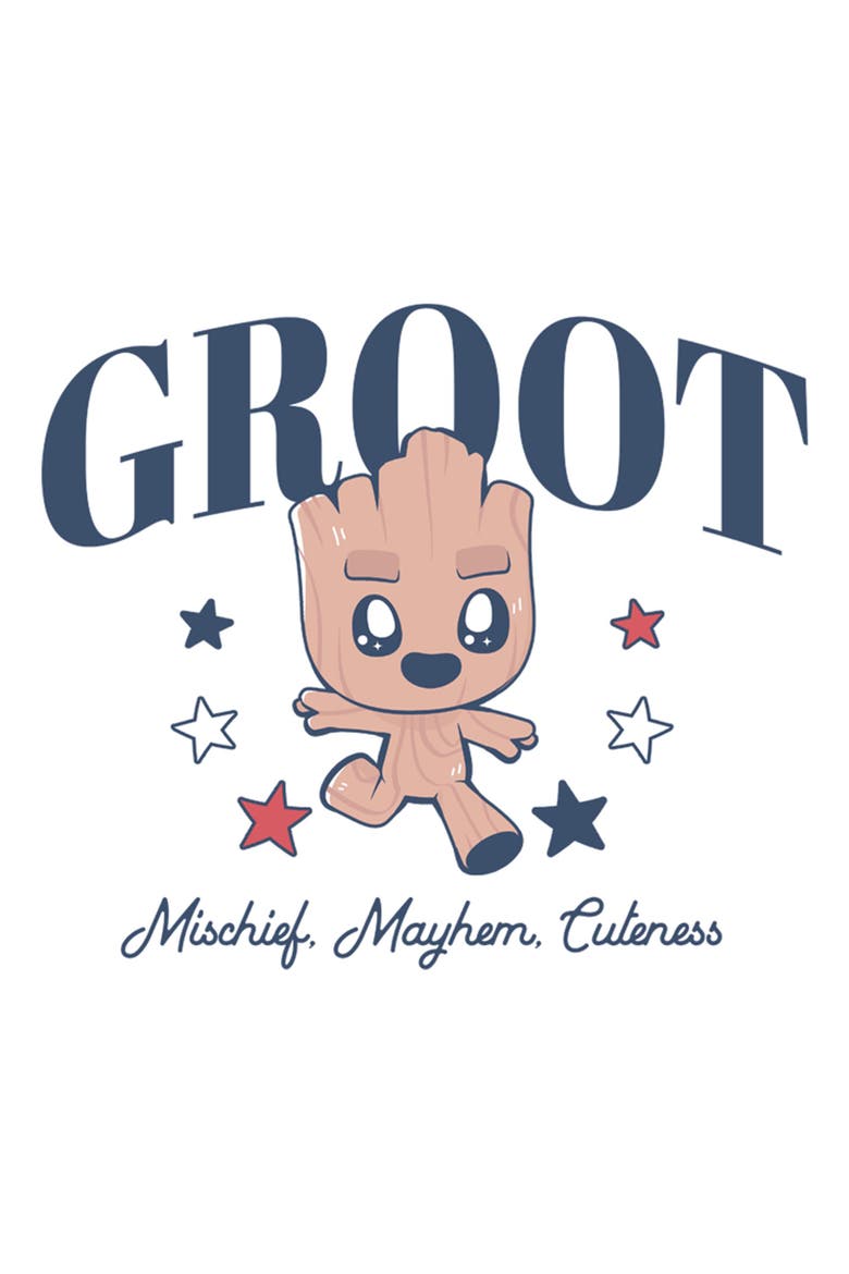 Boy's Guardians of the Galaxy Vol. 2 Mischief Mayhem Cuteness  Graphic T-Shirt, Alternate, color, White