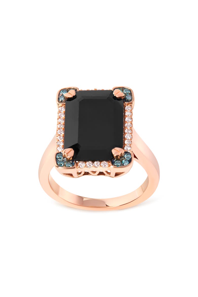 14K Gold Black Onyx & 1/5 Ct Diamond Halo Cocktail Ring -, Main, color, Pink