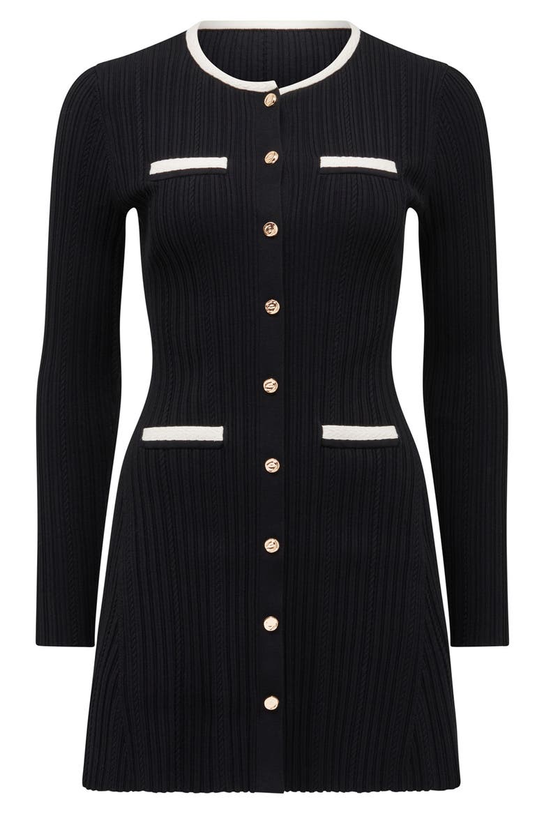Brielle Long Sleeve Fit & Flare Minidress, Alternate, color, BLACK