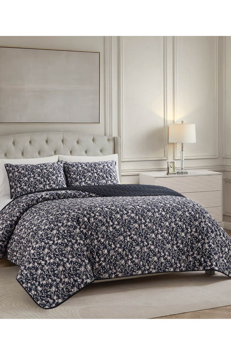 BCBG Vanna Velvet Quilt Set, Alternate, color, Black