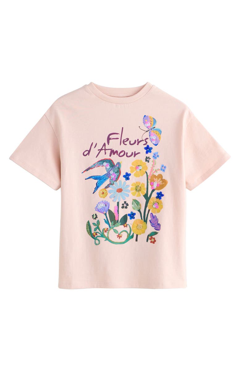 NEXT Kids' Sequin Floral T-Shirt, Main, color, Pink