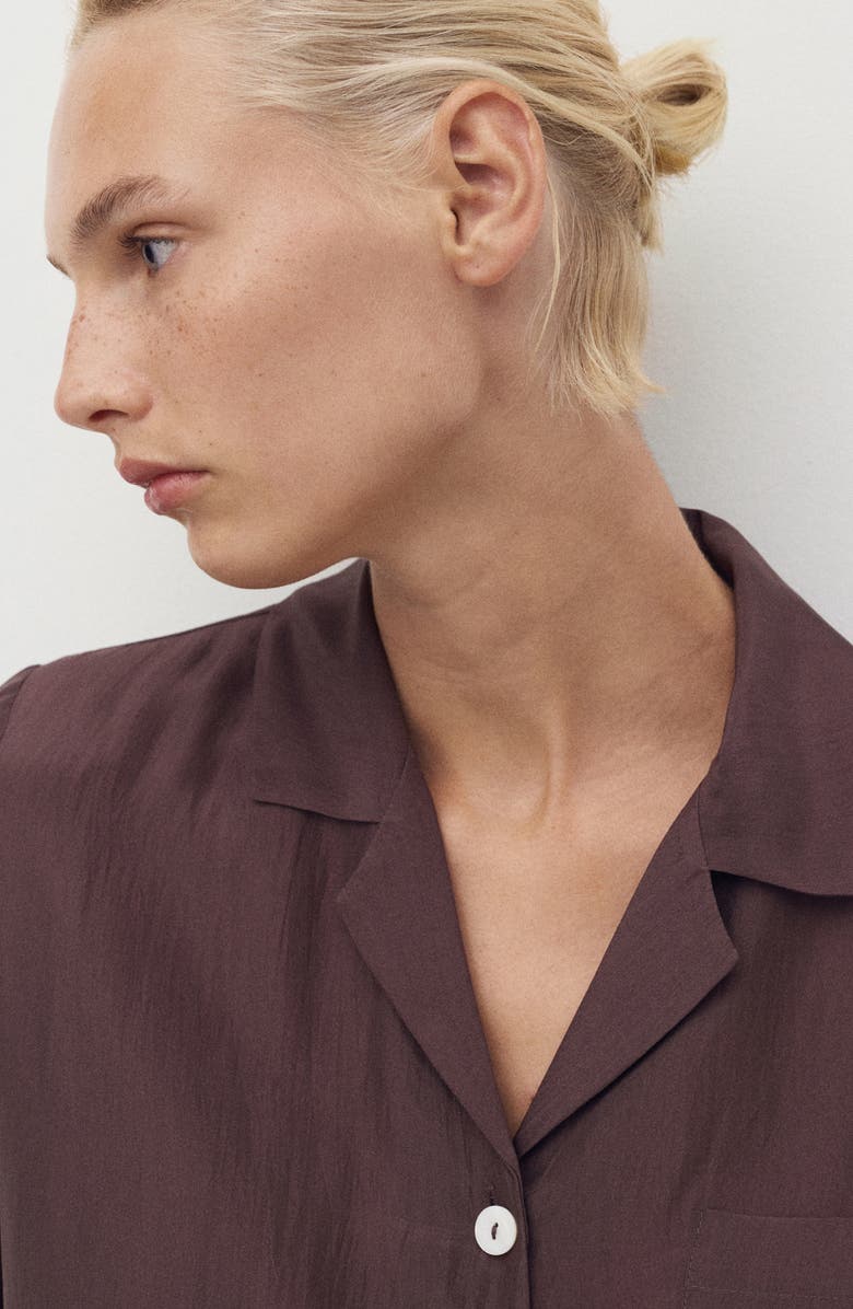 MANGO Silk Pajama Shirt, Alternate, color, Blackberry