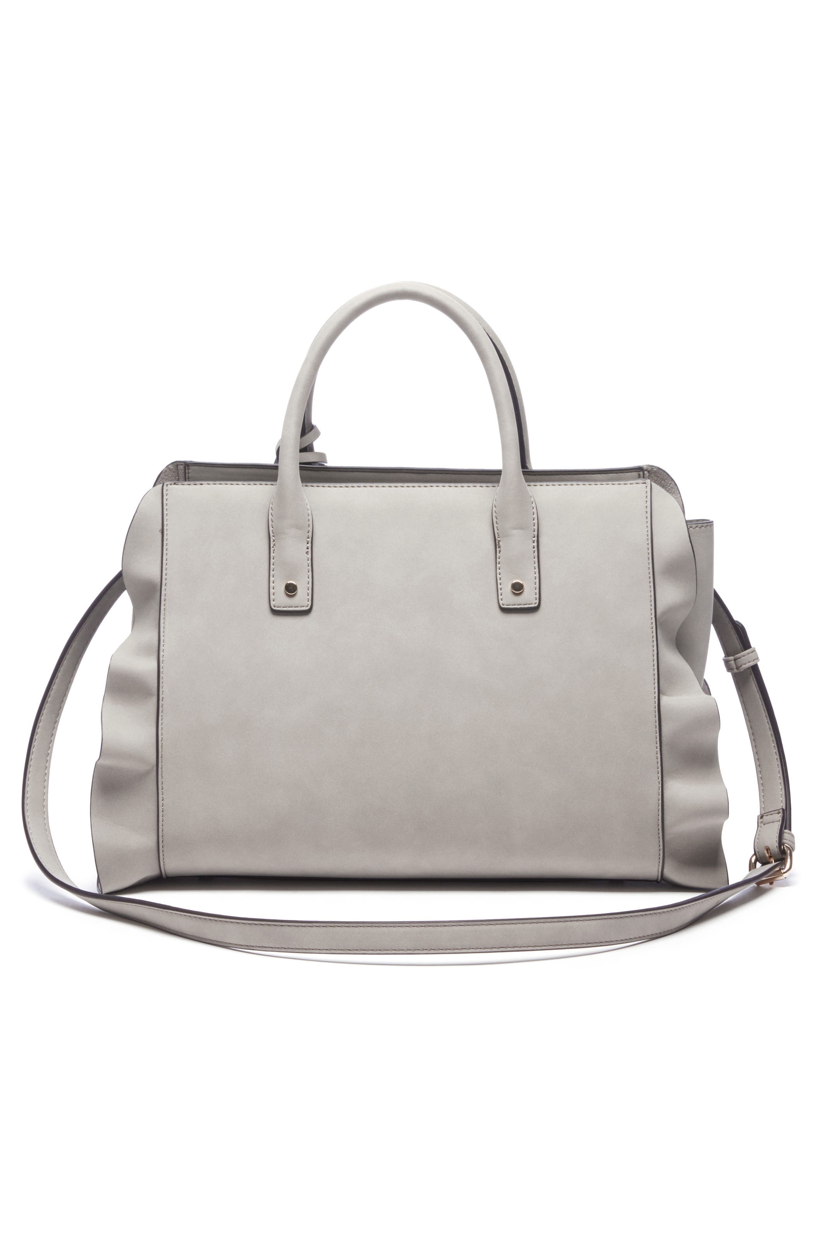 Faux Leather Satchel, Alternate, color, GREY