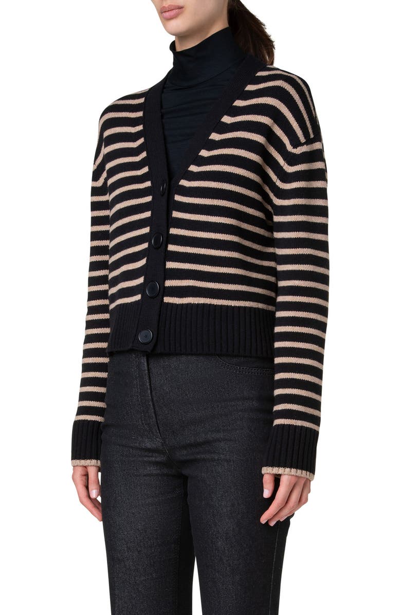 Akris punto Stripe Wool & Cashmere Cardigan, Alternate, color, 