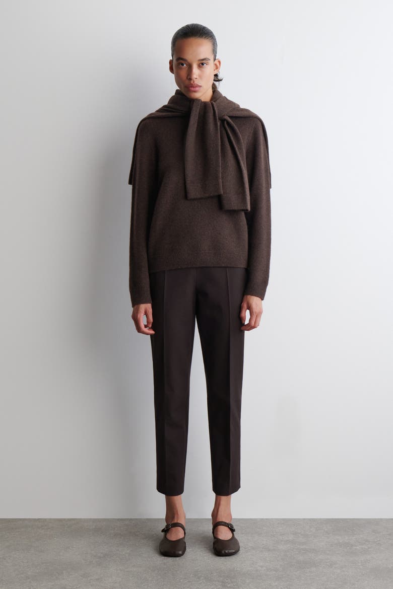 Cashmere Crew-Neck Sweater, Alternate, color, DARK BROWN