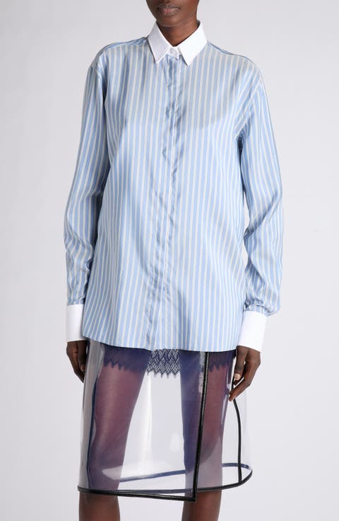 Striped Silk Boyfriend Shirt