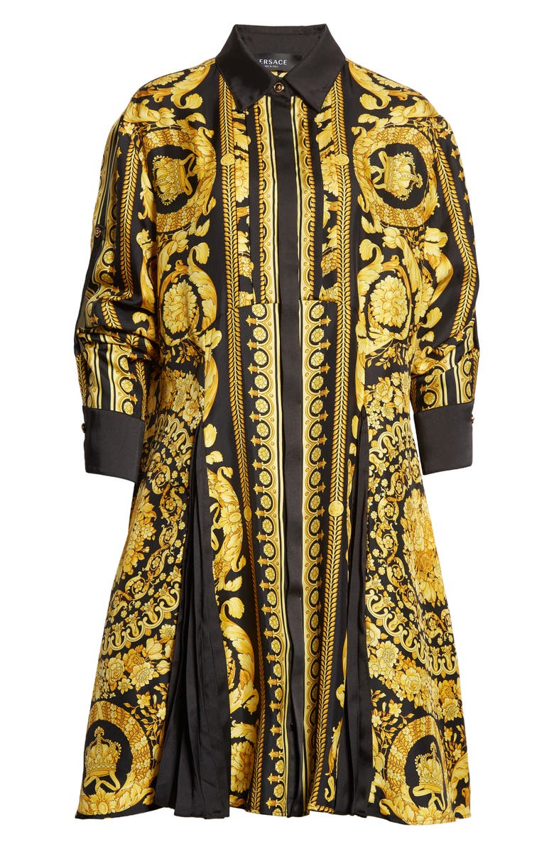Versace Barocco Print Silk Shirtdress, Alternate, color, 