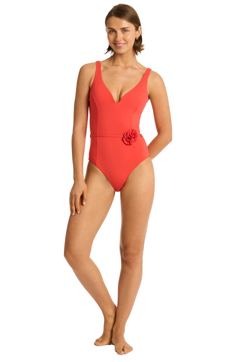 Sea Level Casa Del Mar One-Piece Swimsuit, Alternate, color, Flame