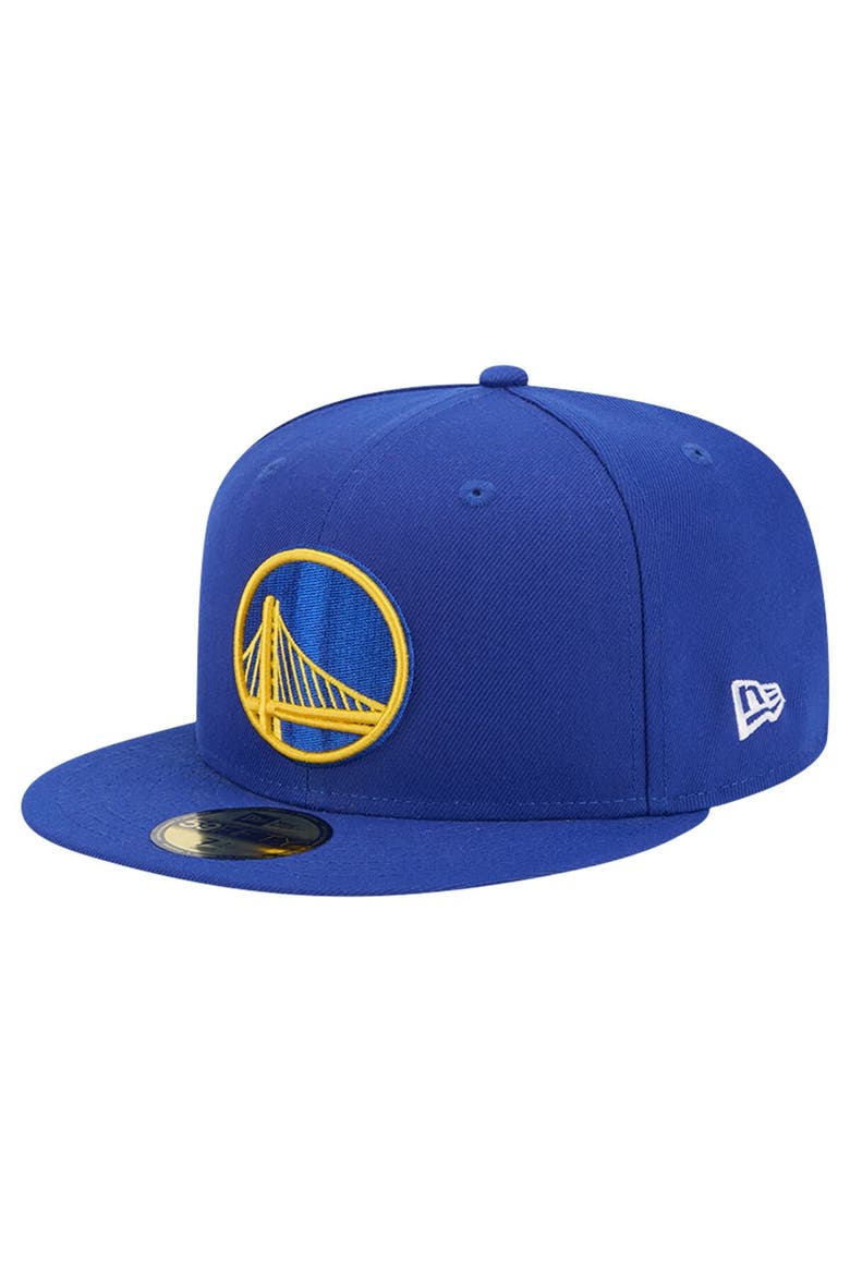 Men's New Era Royal Golden State Warriors Court Sport Leather Applique 59FIFTY Fitted Hat, Alternate, color, Royal