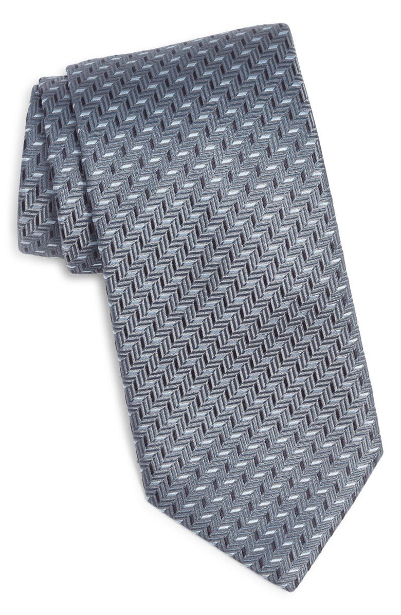 Canali Geometric Silk Tie, Main, color, Light Blue