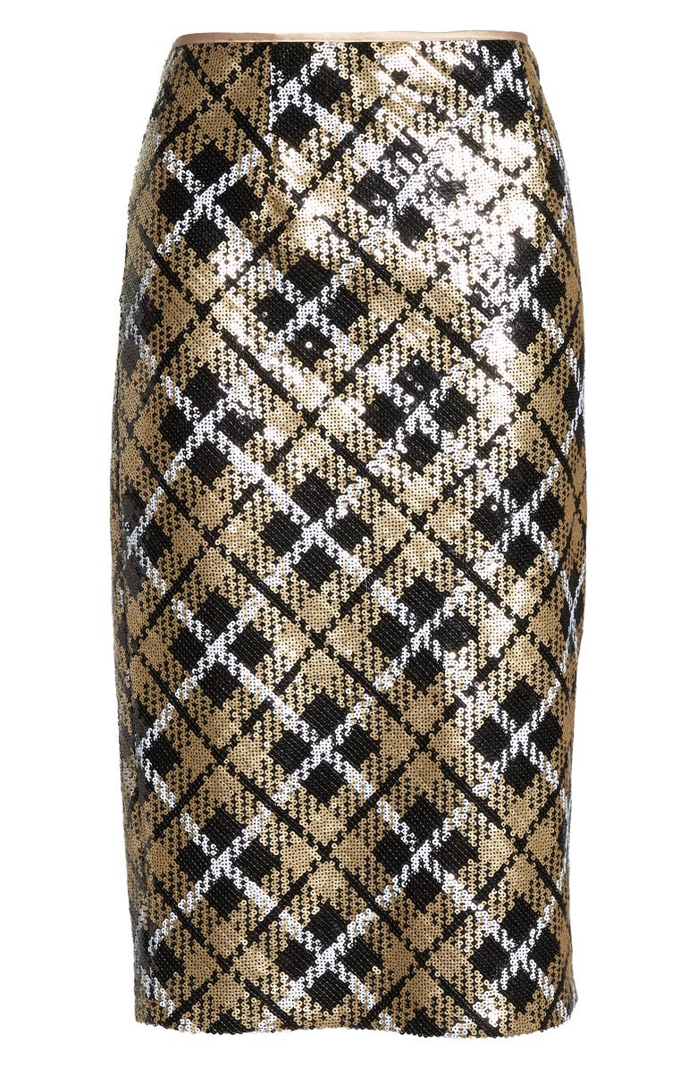 Eliza J Sequin Plaid Pencil Skirt, Alternate, color,