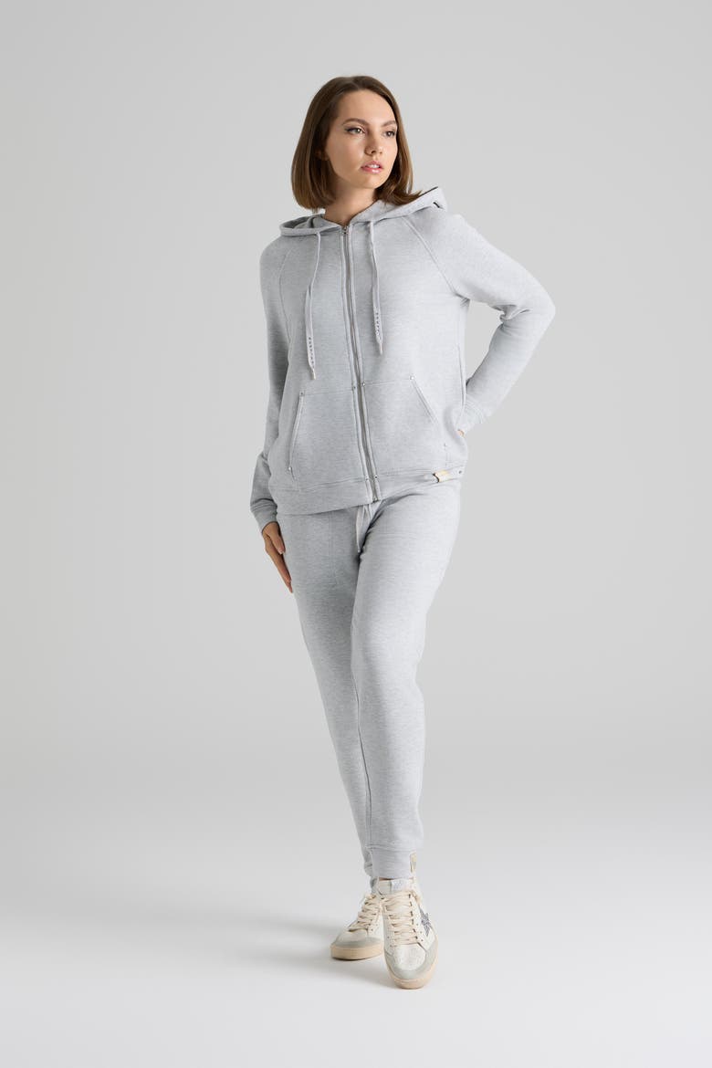 Evelyn Zip Up Hoodie, Alternate, color, Heather Gray