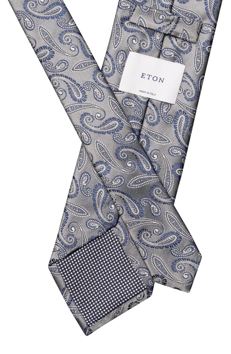 Eton Grey Paisley Silk Jacquard Tie, Alternate, color, Dark Grey