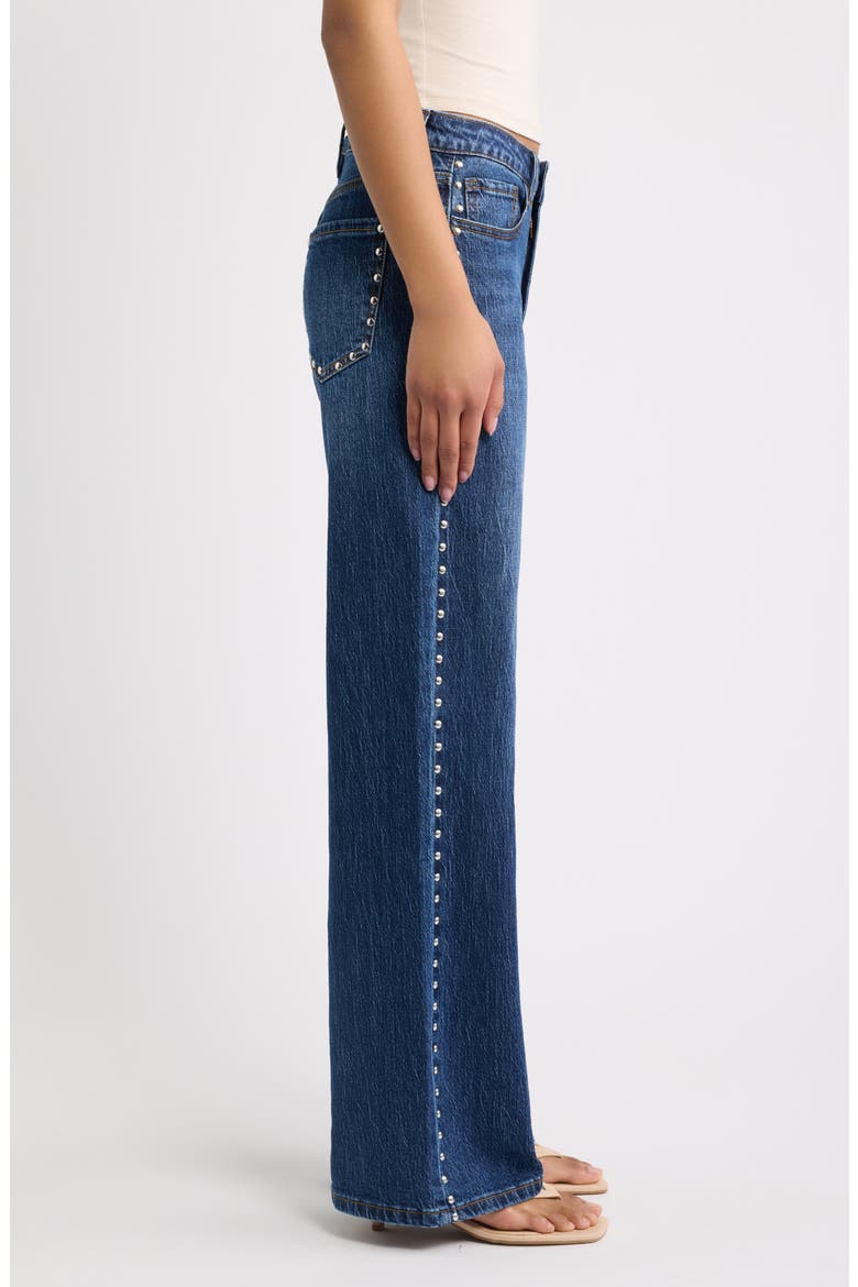 Bella Studded Wide Leg Jeans, Alternate, color, 08S DARK WASH