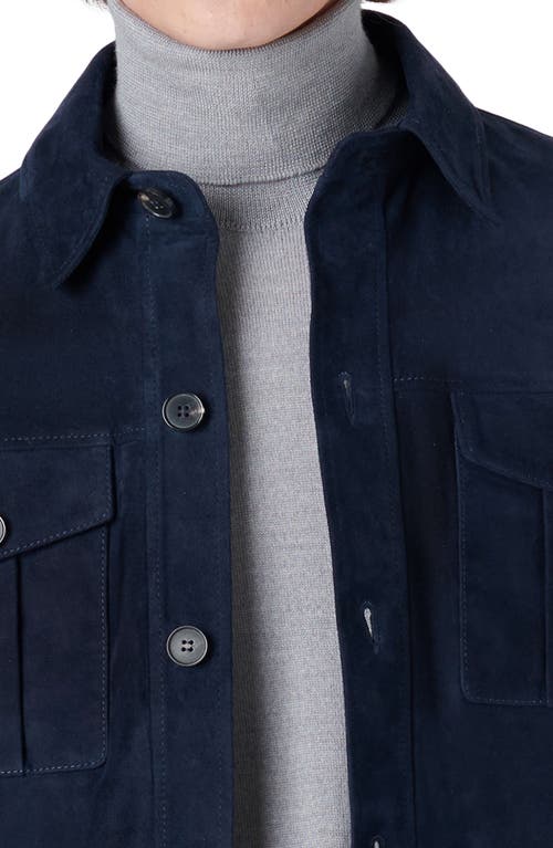 Bugatchi Suede Shirt Jacket In Blue