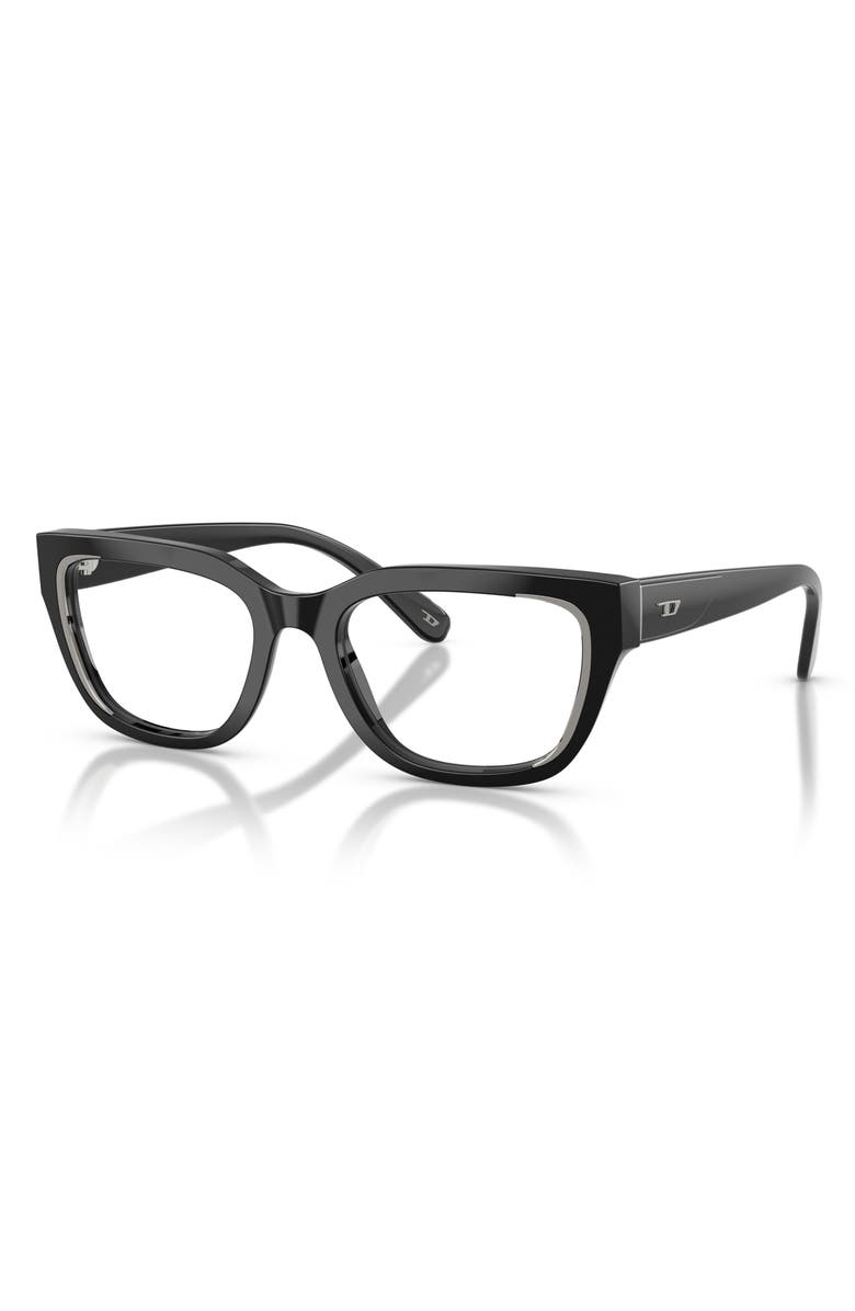 DIESEL<sup>®</sup> 52mm Rectangular Optical Glasses, Alternate, color, Black/ Demo