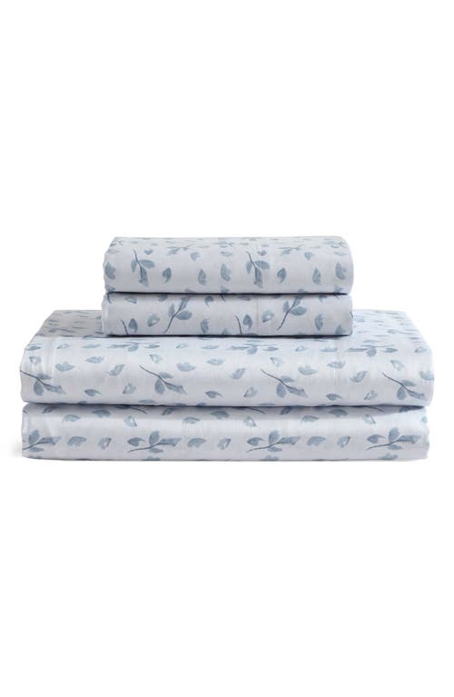 Calvin Klein Falling Petals 300 Thread Count Sateen Sheet Set In Pale Grey/blue