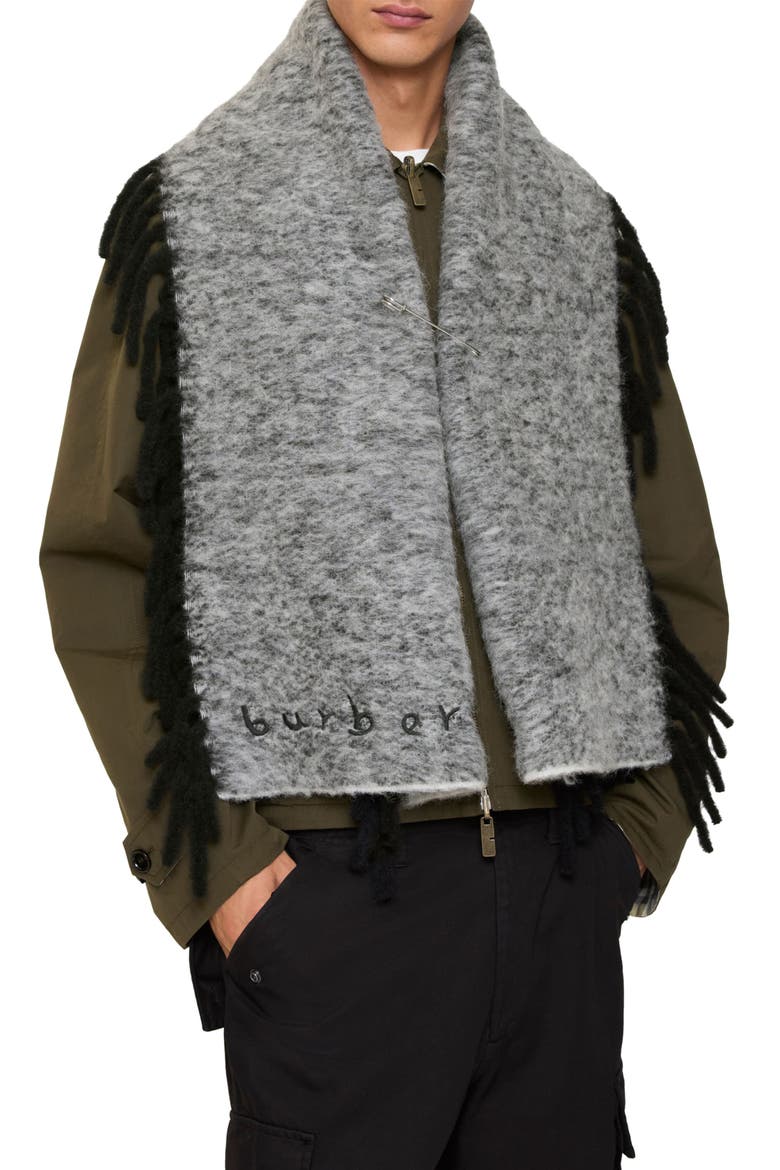 Happy Alpaca Blend Fringe Scarf, Main, color, BLACK/ CALICO