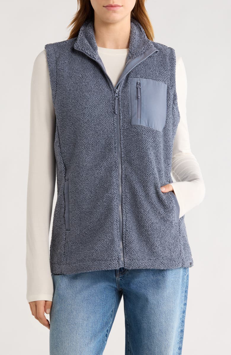 BALANCE COLLECTION Amara Fleece Knit Zip Vest, Main, color, Folkstone Gray