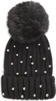 Ruby & Ry Kids' Faux Fur Pom Beanie