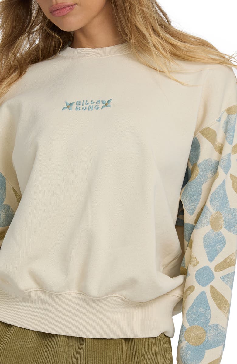 Billabong Atlas Tide Kendal Cotton Blend Fleece Crewneck Sweatshirt, Alternate, color, White Cap