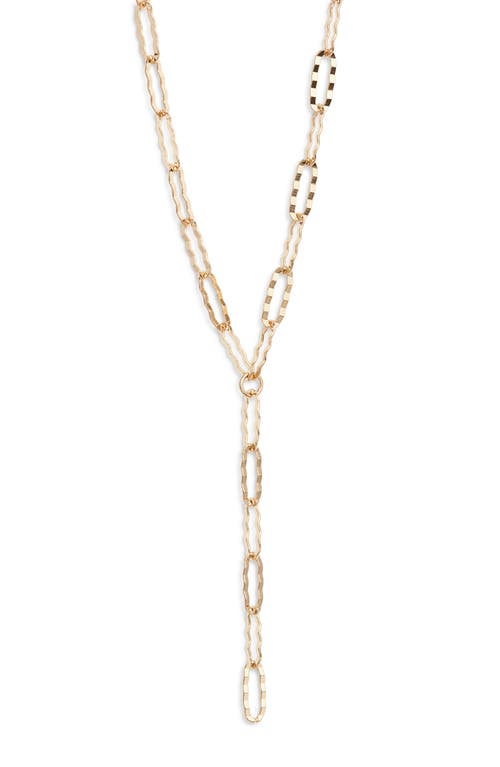 Nordstrom Hammered Paper Clip Chain Y-necklace In Gold