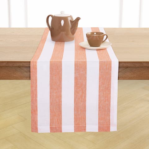 Linen Table Runner for Dining Table, Holiday and Everyday Table Decor - Cabana Stripe