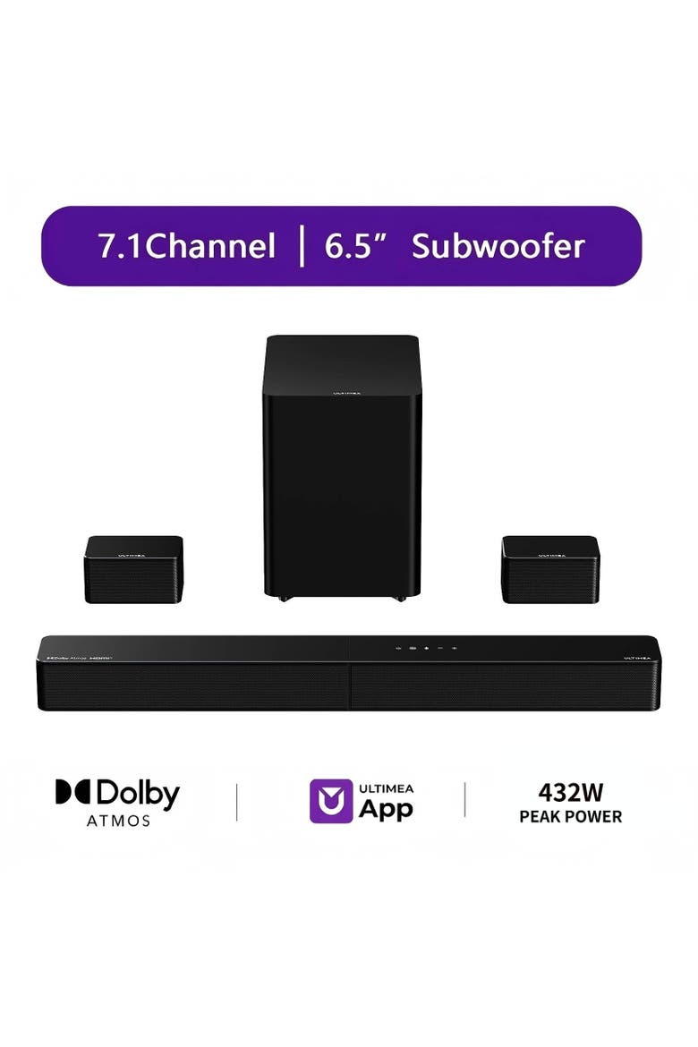 Poseidon M100 7.1Ch Wireless Surround Sound System, Dolby Atmos Sound Bar, HDMI eARC, Auracast, 432W, Main, color, Black