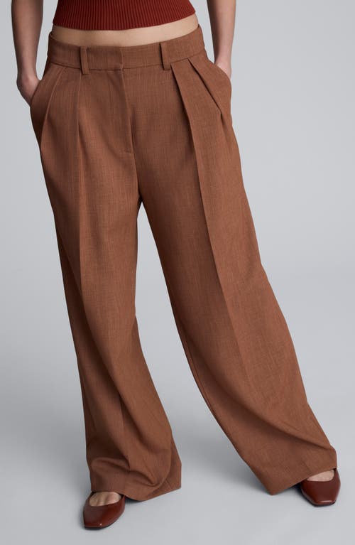 Kenneth Cole Double Pleat High Waist Wide Leg Pants In Brown