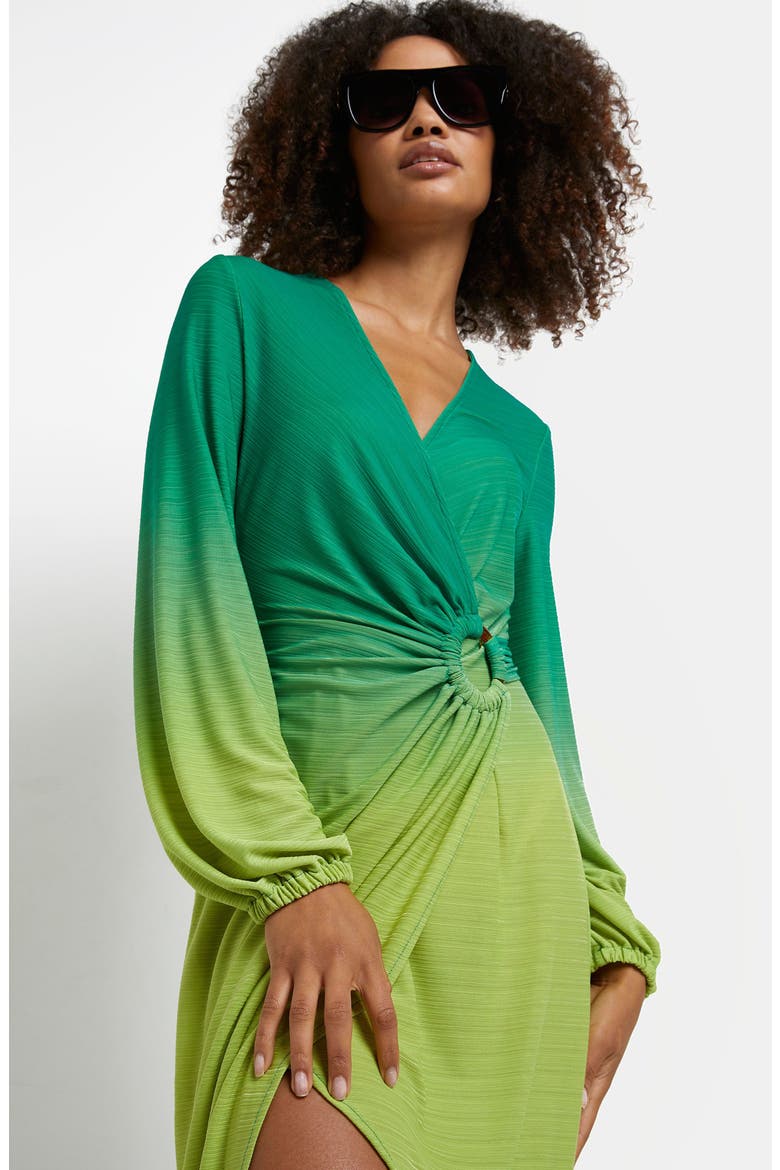 Long Sleeve Faux Wrap Maxi Dress, Alternate, color, GREEN